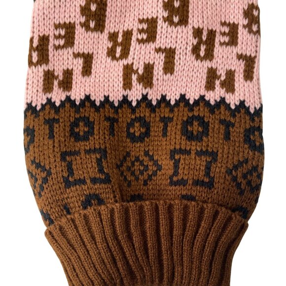 Turtleneck Pet Knit Sweater Brown Pink Acrylic Winter Vest XS Warm Wear - Picture 4 of 7